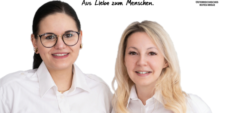 Nadine Fitz (r.) und Magdalena Lang leiten seit Kurzem die ehrenamtlichen Geschicke der Rotkreuz-Abteilung Lustenau – eben mit dem gewissen weiblichen Touch. Bildrechte: RKV