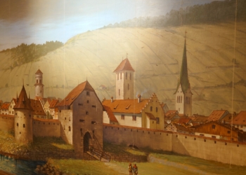 Feldkircher Stadtansicht von Florus Scheel im Schattenburgmuseum. Foto: Doppelbauer