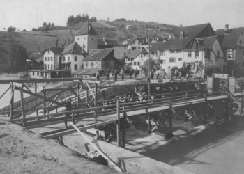 Bau der Kaiser-Franz-Josef-Brücke. Foto: Stadtarchiv Feldkirch